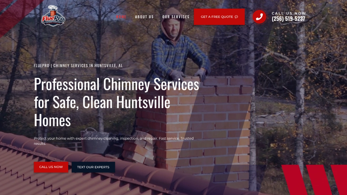 Professional chimney services in Huntsville AL including chimney cleaning, chimney repair, chimney sweep, fireplace cleaning, and inspections. Call today.
