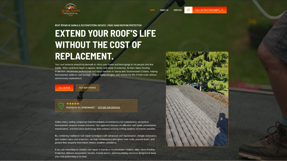 Marc Nano Roofing Protection: Roofing Contractor & Roofing Company in Sarnia, Ontario & Lambton County. Roof Repair, Roof Replacement, Residential Roofing, Gutter Repair.