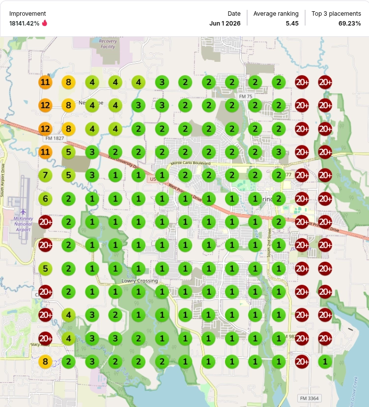 After: McKinney TX, Roof Replacement, Ranking Heatmap